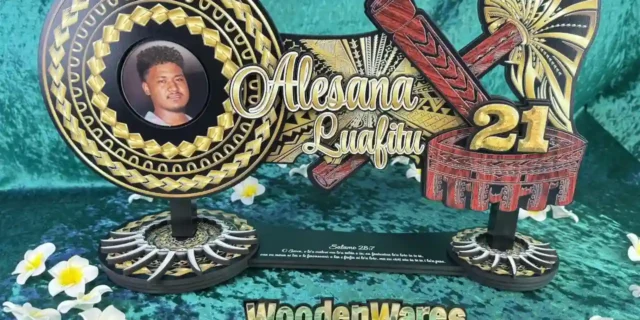 21st Birthday Key Ideas That Make a Lasting Impression 1 Personalised 21st birthday key featuring a custom photo, engraved name, decorative Samoan-inspired artwork, and large 21 display