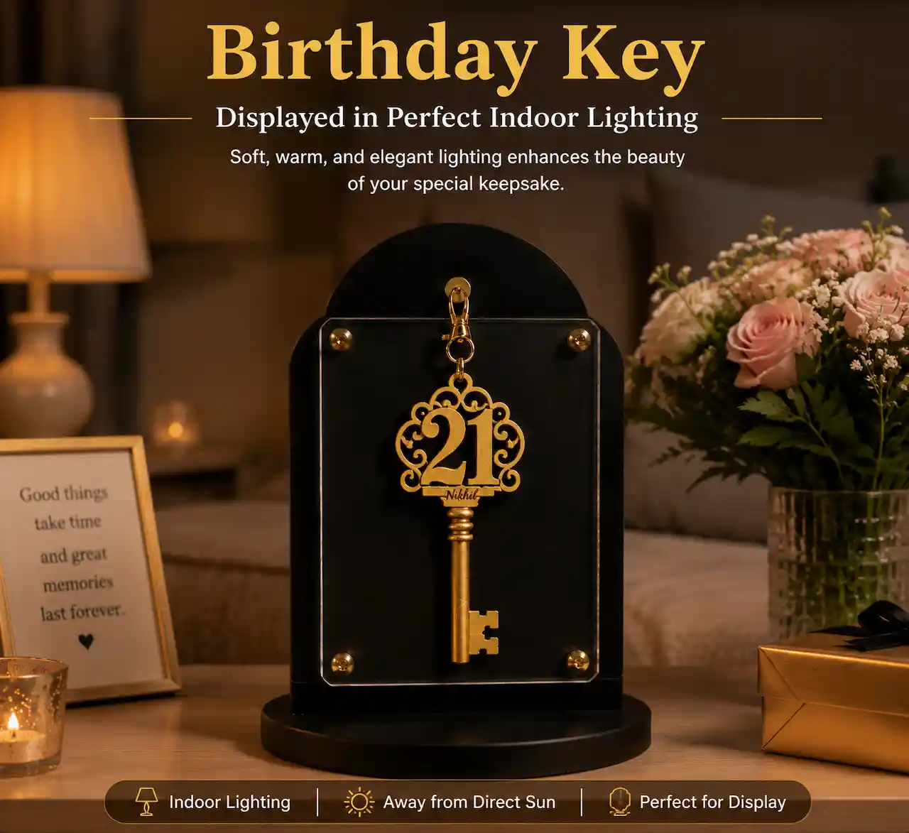 birthday key display care tips home indoor