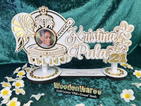 Upscale with Tanoa and Tuiga Stylish Wooden Birthday Key Stand